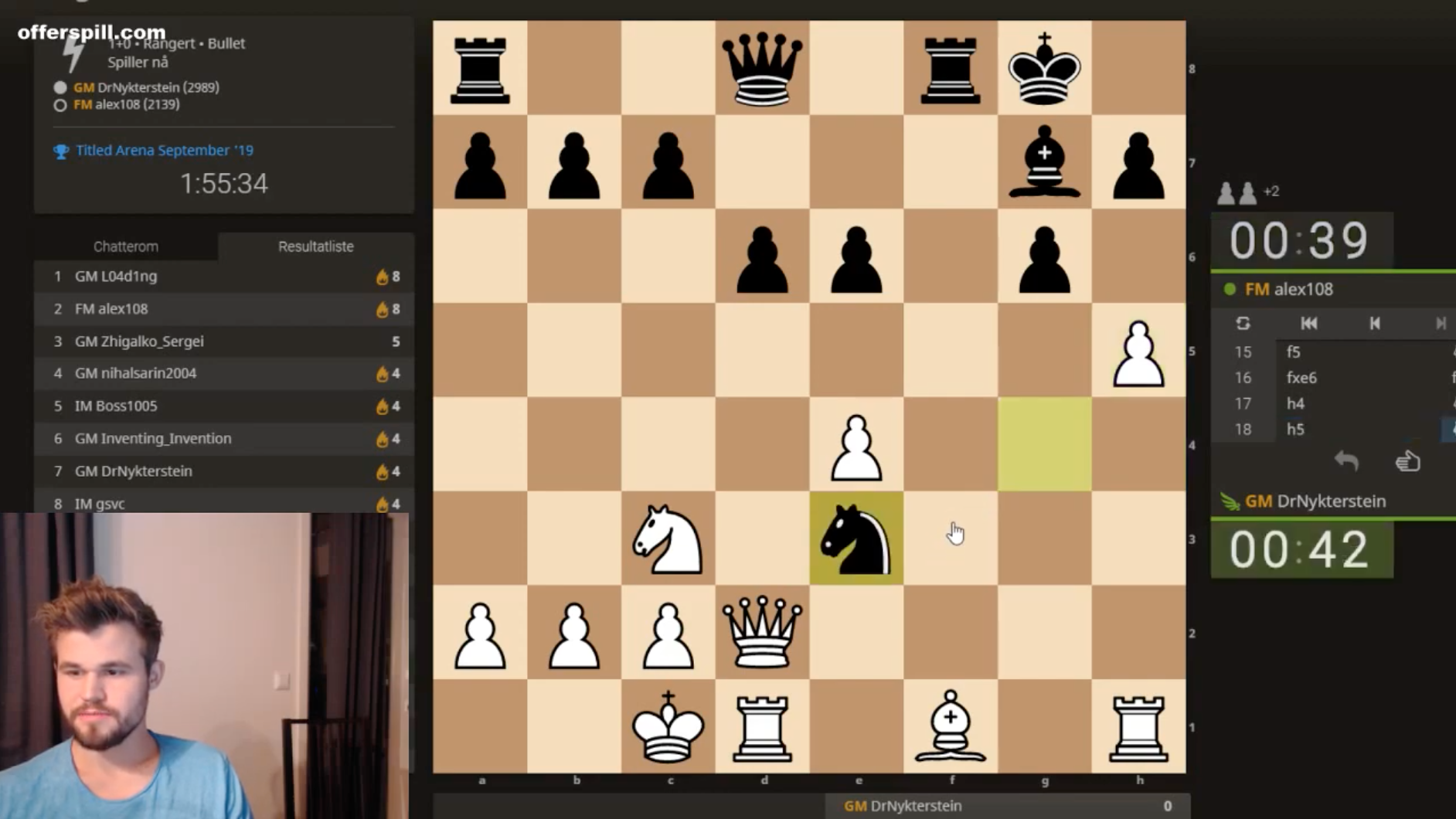 Direktesendt turnering med Magnus Carlsen